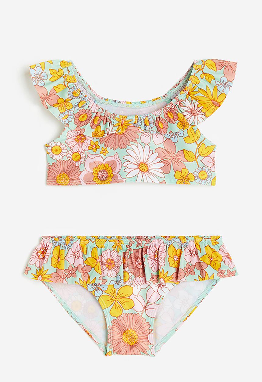 H&M - Patterned flounced bikini - mint green floral
