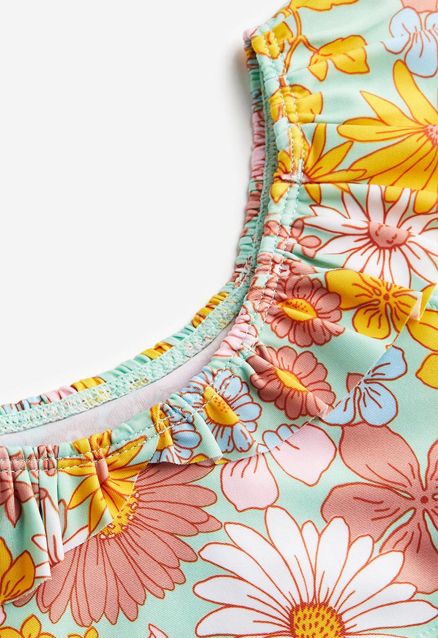 H&M - Patterned flounced bikini - mint green floral