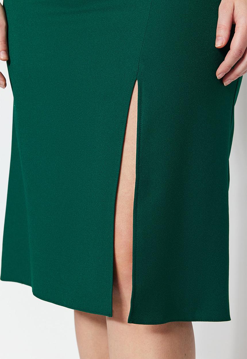 Trendyol - Plus wide strap midi dress - green