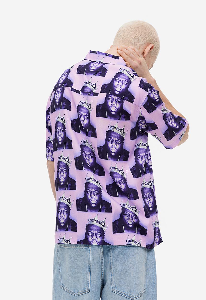 H&M - Relaxed fit patterned resort shirt - purple the notorious b.i.g.