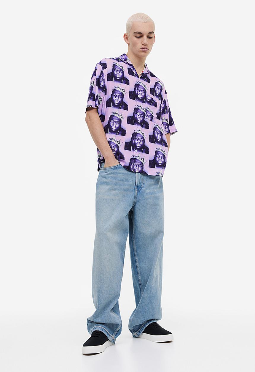 H&M - Relaxed fit patterned resort shirt - purple the notorious b.i.g.