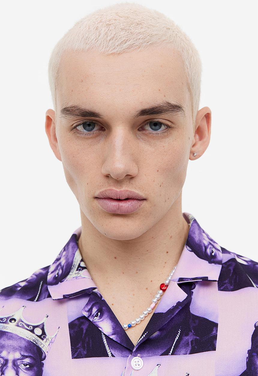 H&M - Relaxed fit patterned resort shirt - purple the notorious b.i.g.