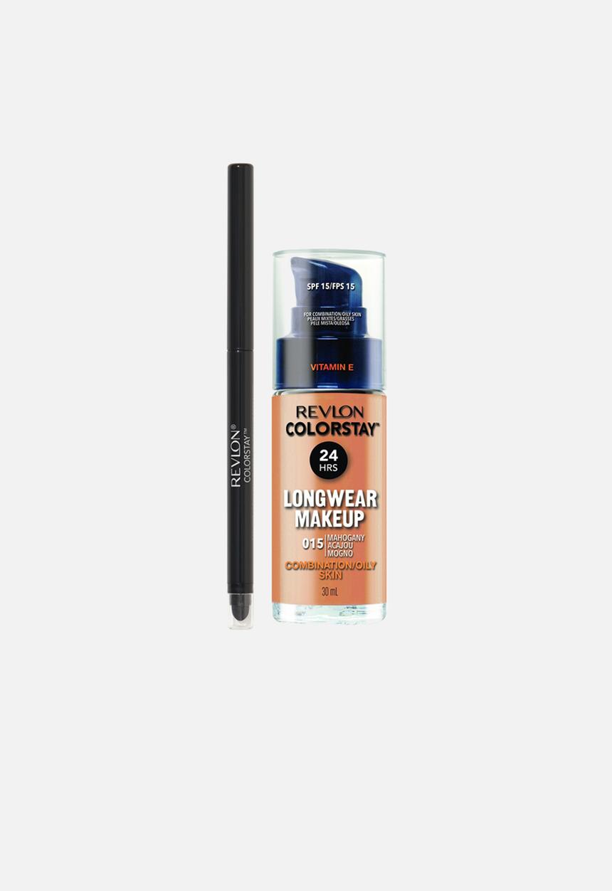 Revlon - ColorStay Longwear Combination/Oily Makeup & Eyeliner Special Offer - Mahogany