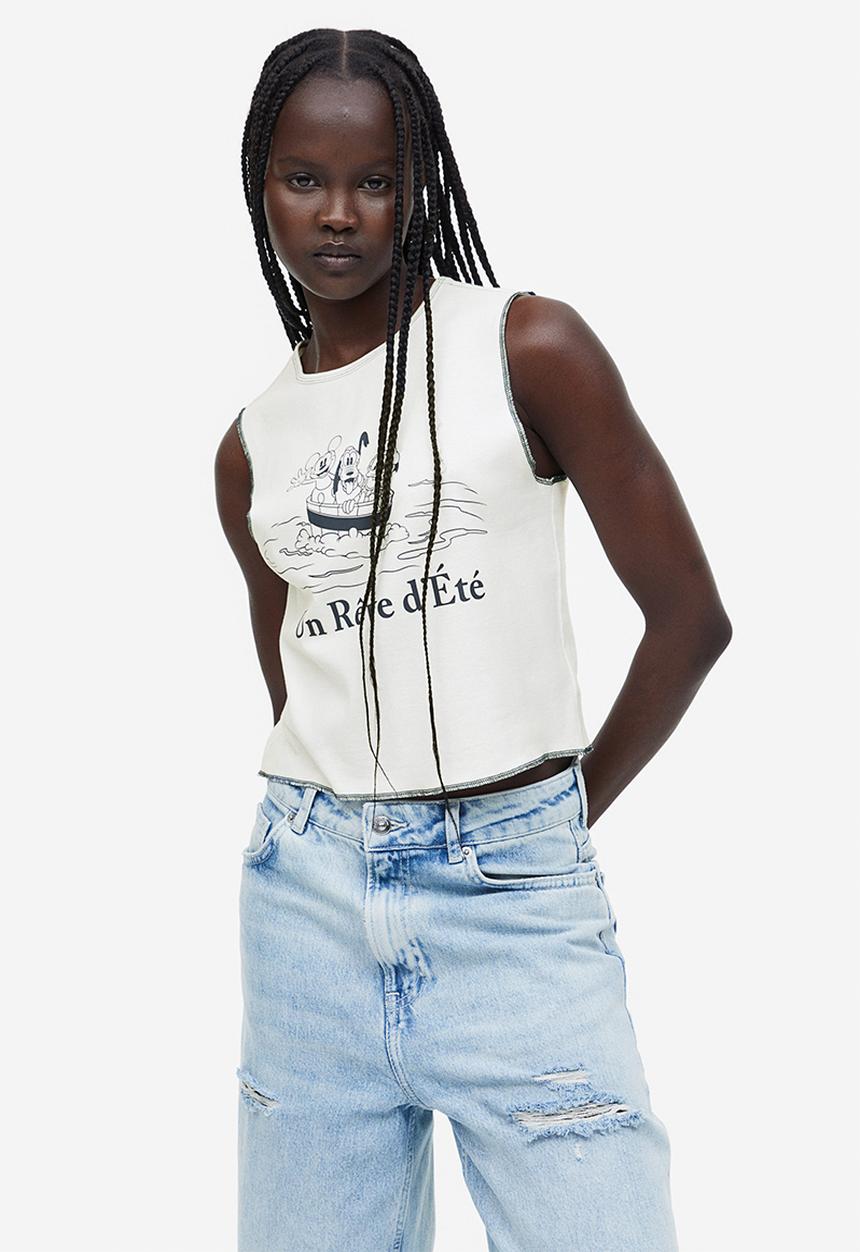 H&M - Printed vest top - white mickey mouse 