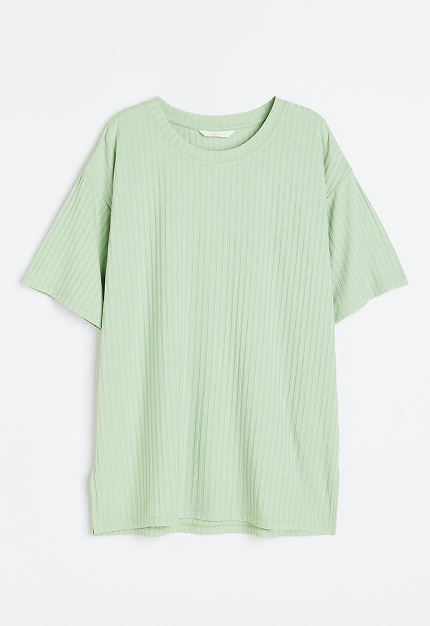 H&M - Ribbed t-shirt - light green 