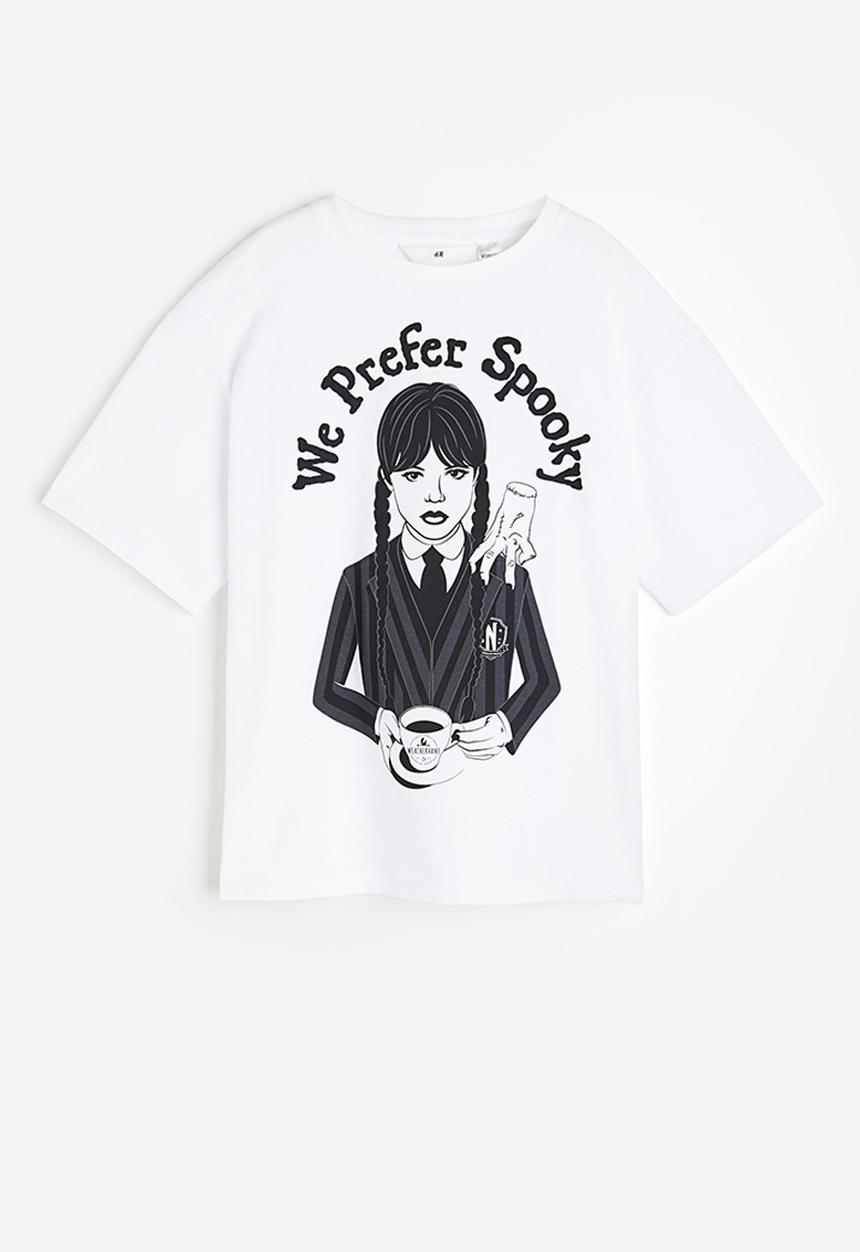 H&M - Printed cotton T-shirt - white wednesday 