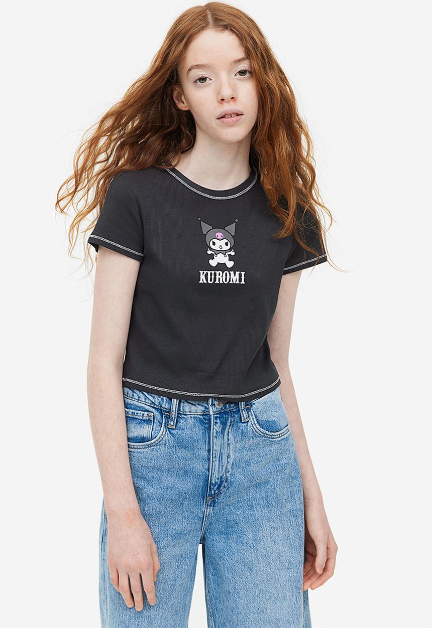 H&M - Printed T-shirt - black kuromi