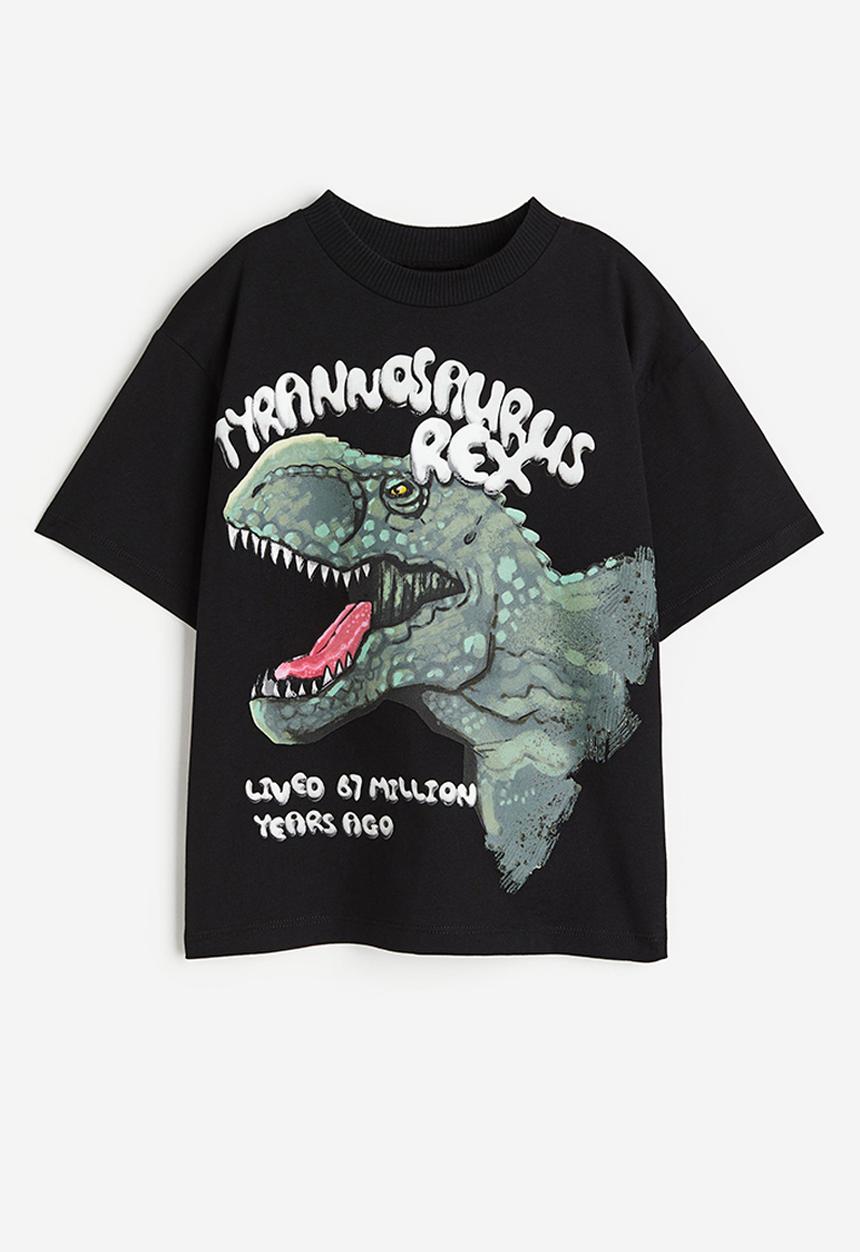 H&M - Jersey T-shirt - black tyrannosaurus rex 