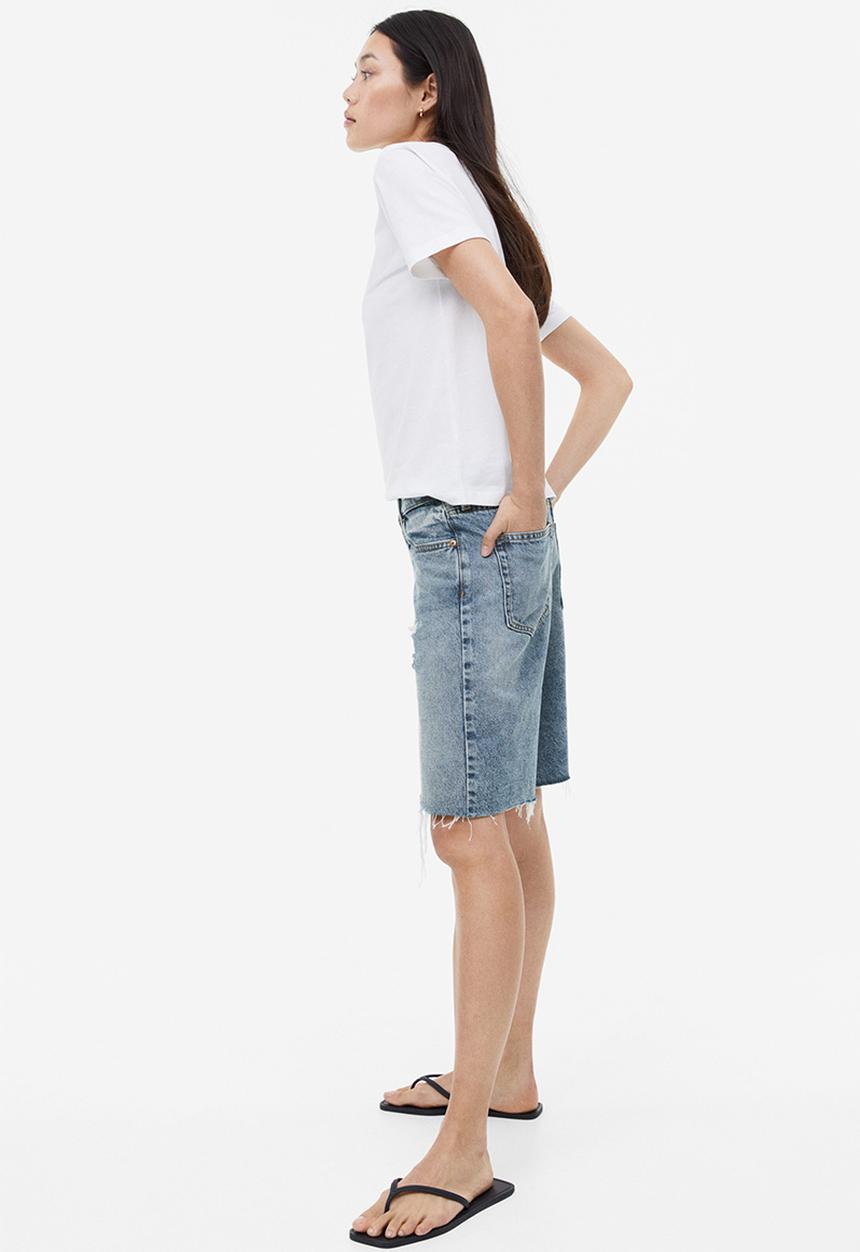 H&M - Low-waisted bermuda shorts -  denim blue