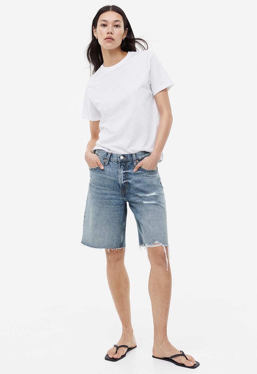 H&M - Low-waisted bermuda shorts -  denim blue