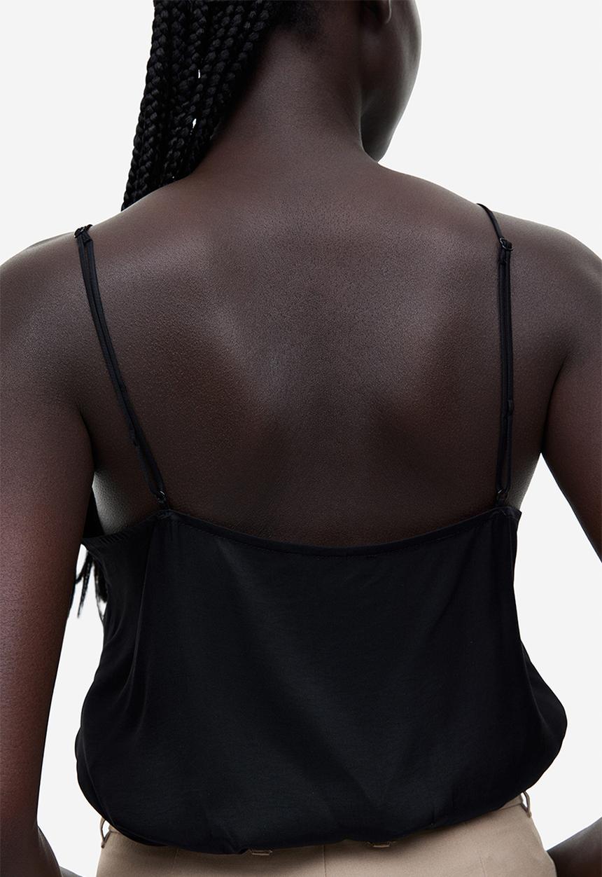 H&M - Lace-trimmed cami top - black