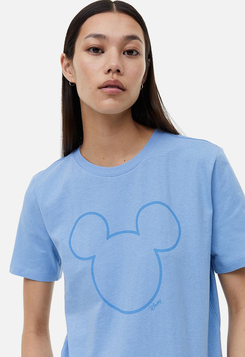 H&M - T-shirt with a motif - light blue/mickey mouse