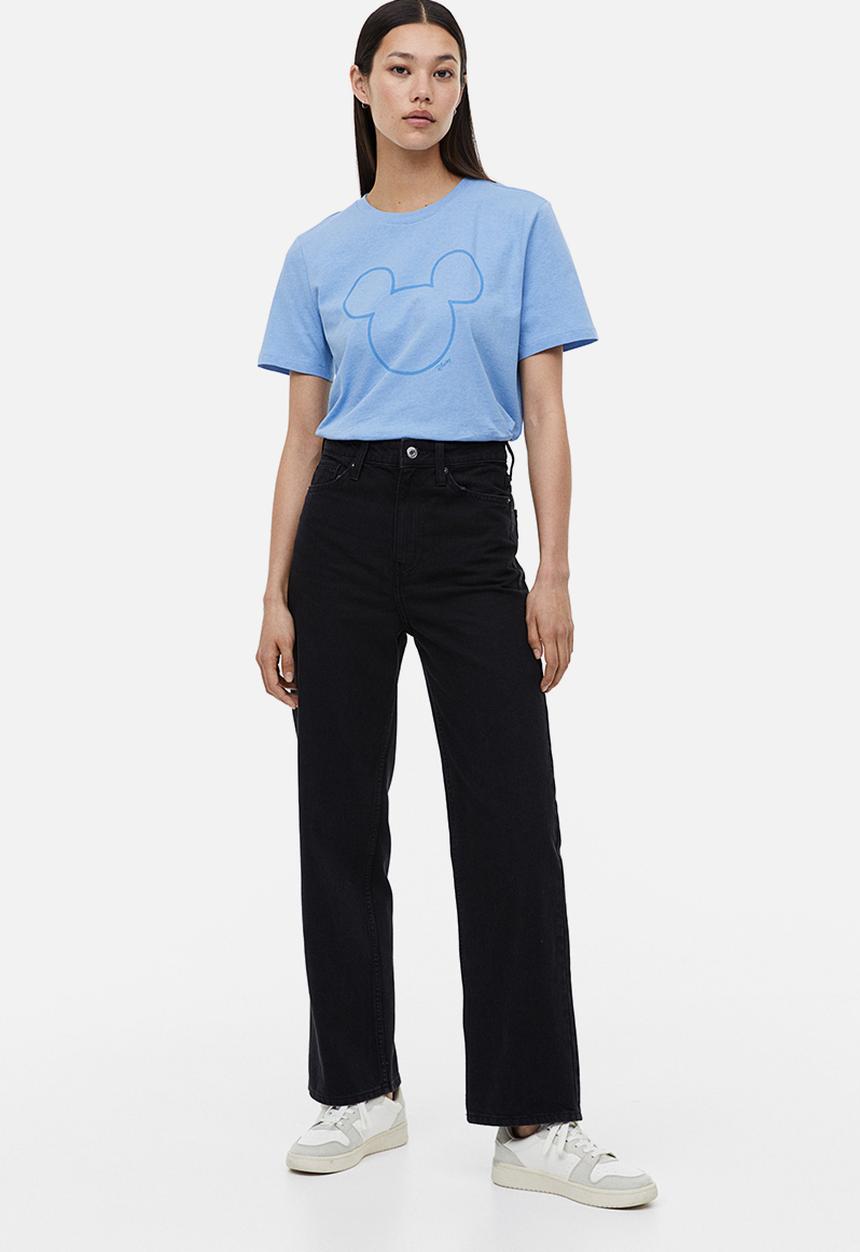 H&M - T-shirt with a motif - light blue/mickey mouse