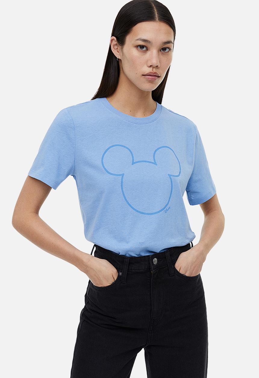 H&M - T-shirt with a motif - light blue/mickey mouse
