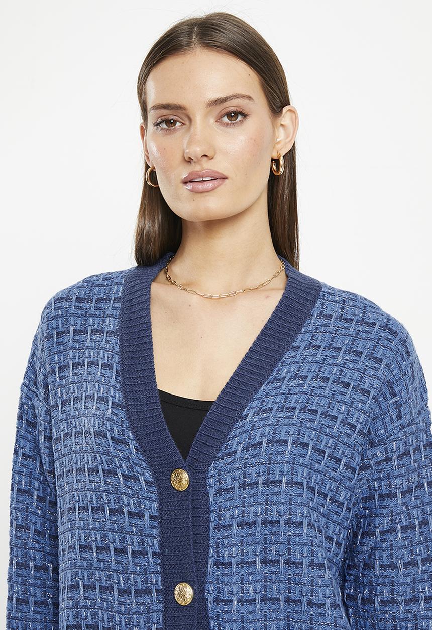 Trendyol - Oversized textured cardigan - indigo