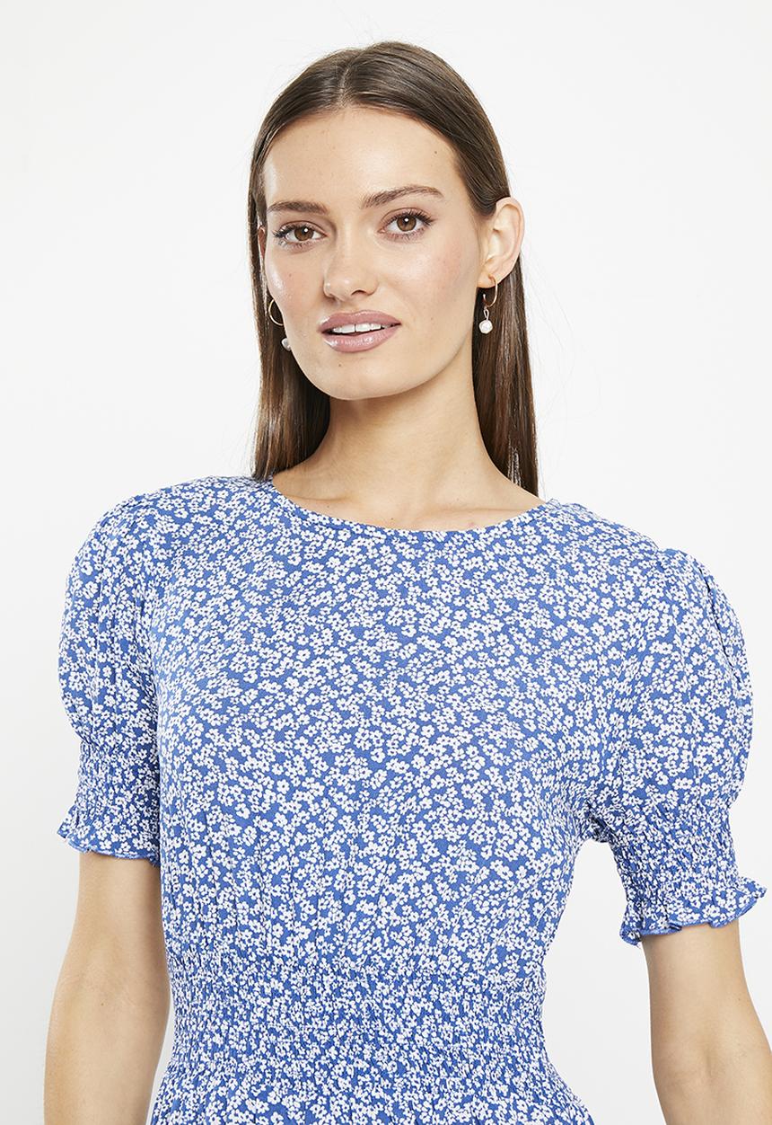 Stella Morgan - Ditsy floral printed midi dress - blue