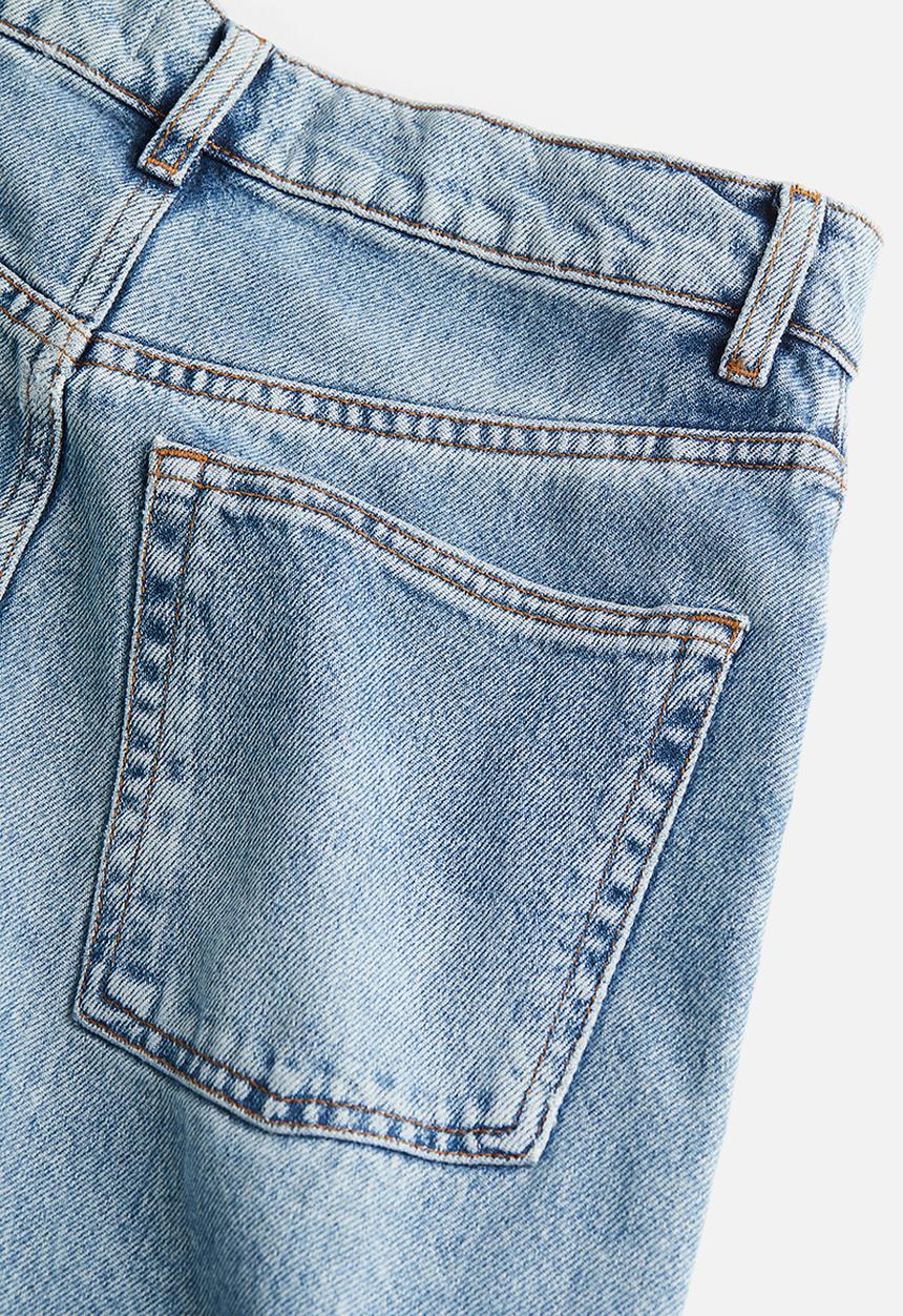 H&M - Slit-hem denim skirt - light denim blue