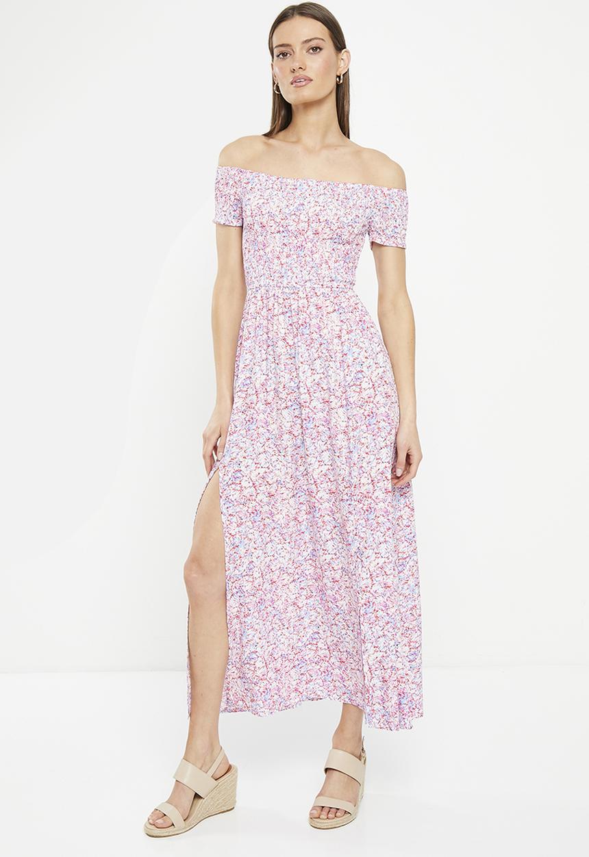 Stella Morgan - Off the shoulder floral printed dress - multi pink