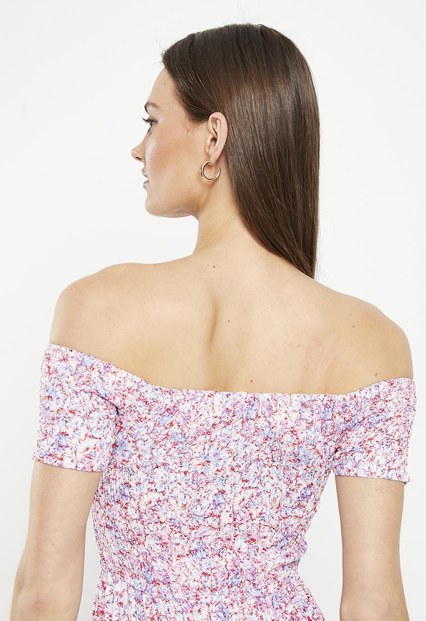 Stella Morgan - Off the shoulder floral printed dress - multi pink