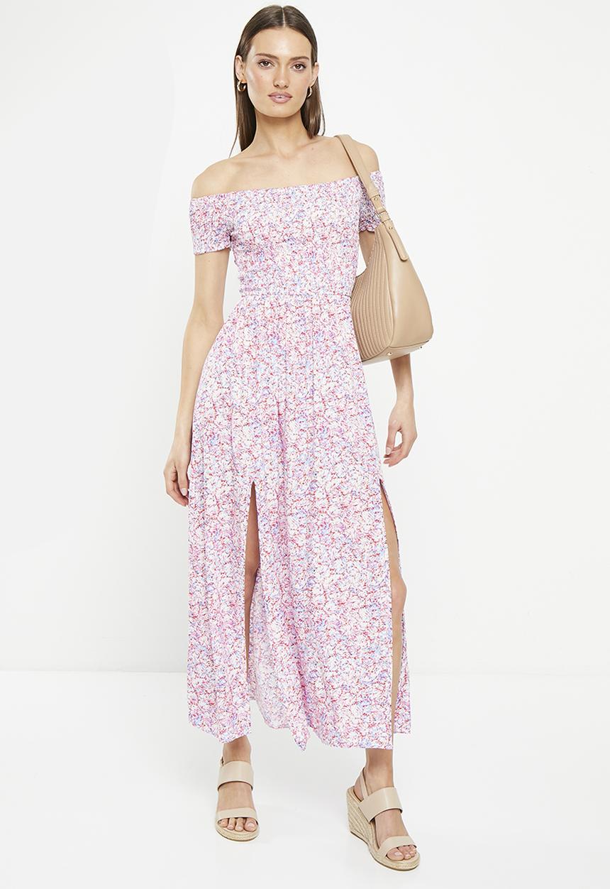 Stella Morgan - Off the shoulder floral printed dress - multi pink
