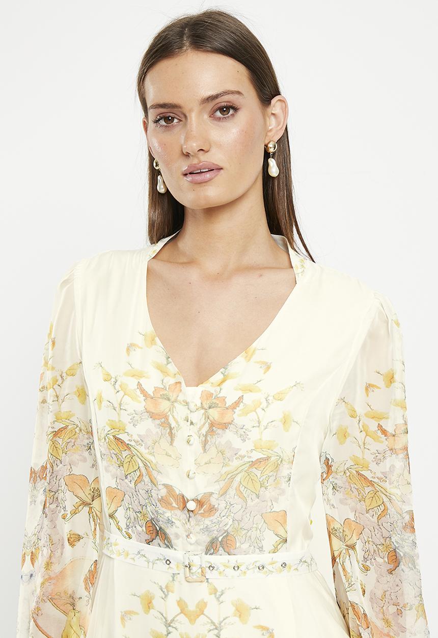 Pringle of Scotland - Pringle flora dress - cream