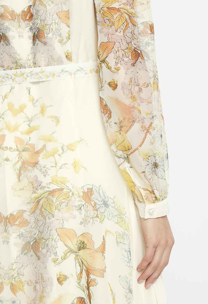 Pringle of Scotland - Pringle flora dress - cream