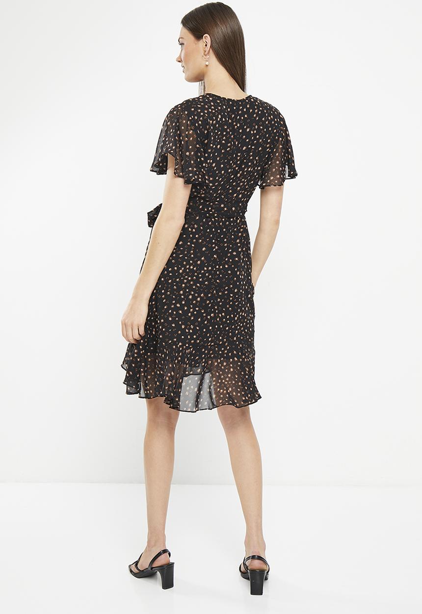 Stella Morgan - Chiffon midi wrap dress - black