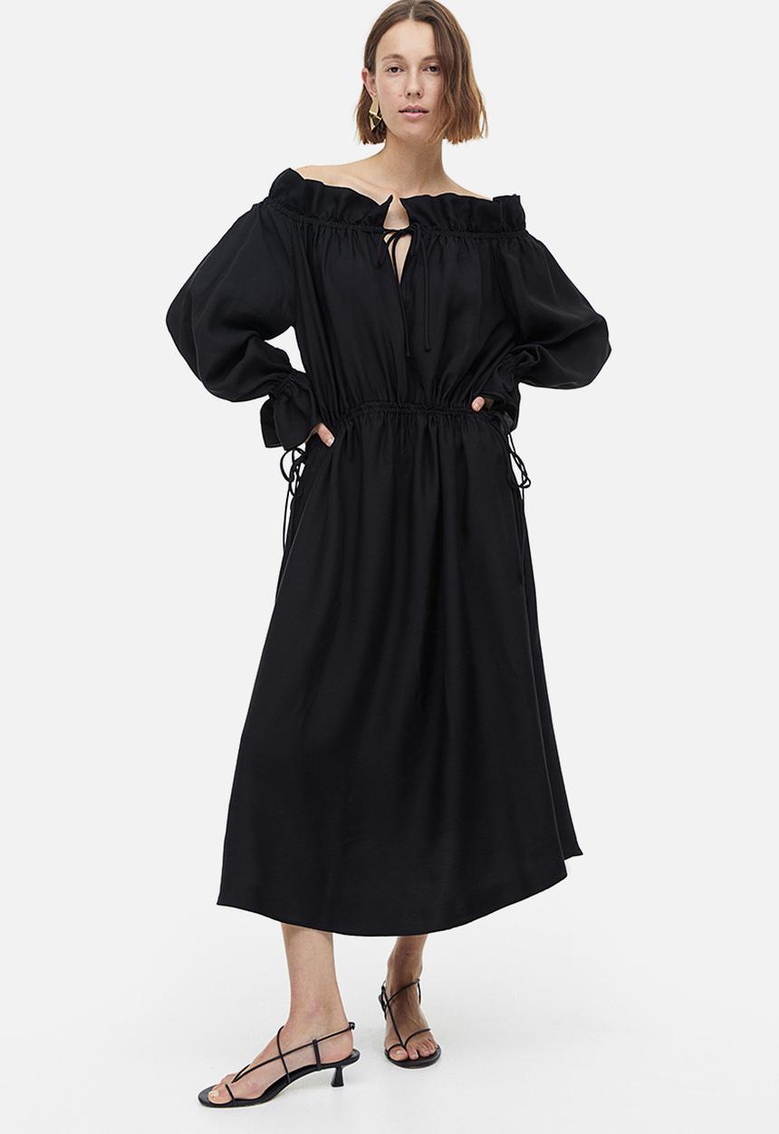 H&M - Long off-the-shoulder dress - black