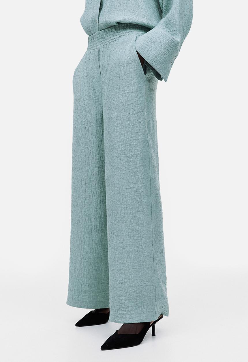 H&M - Wide jacquard-weave trousers - blue-grey - 1188993001