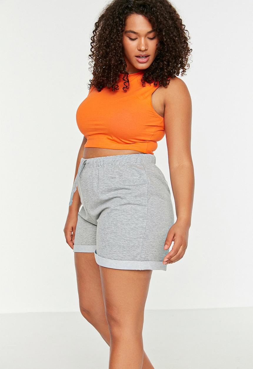 Trendyol - Plus knit shorts - grey