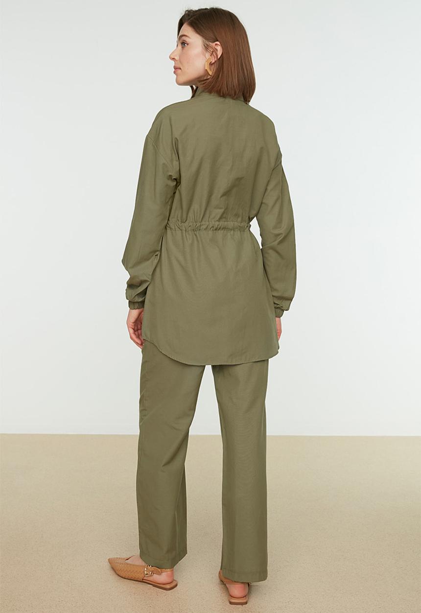 Trendyol - Modest shirt and pant set - khaki