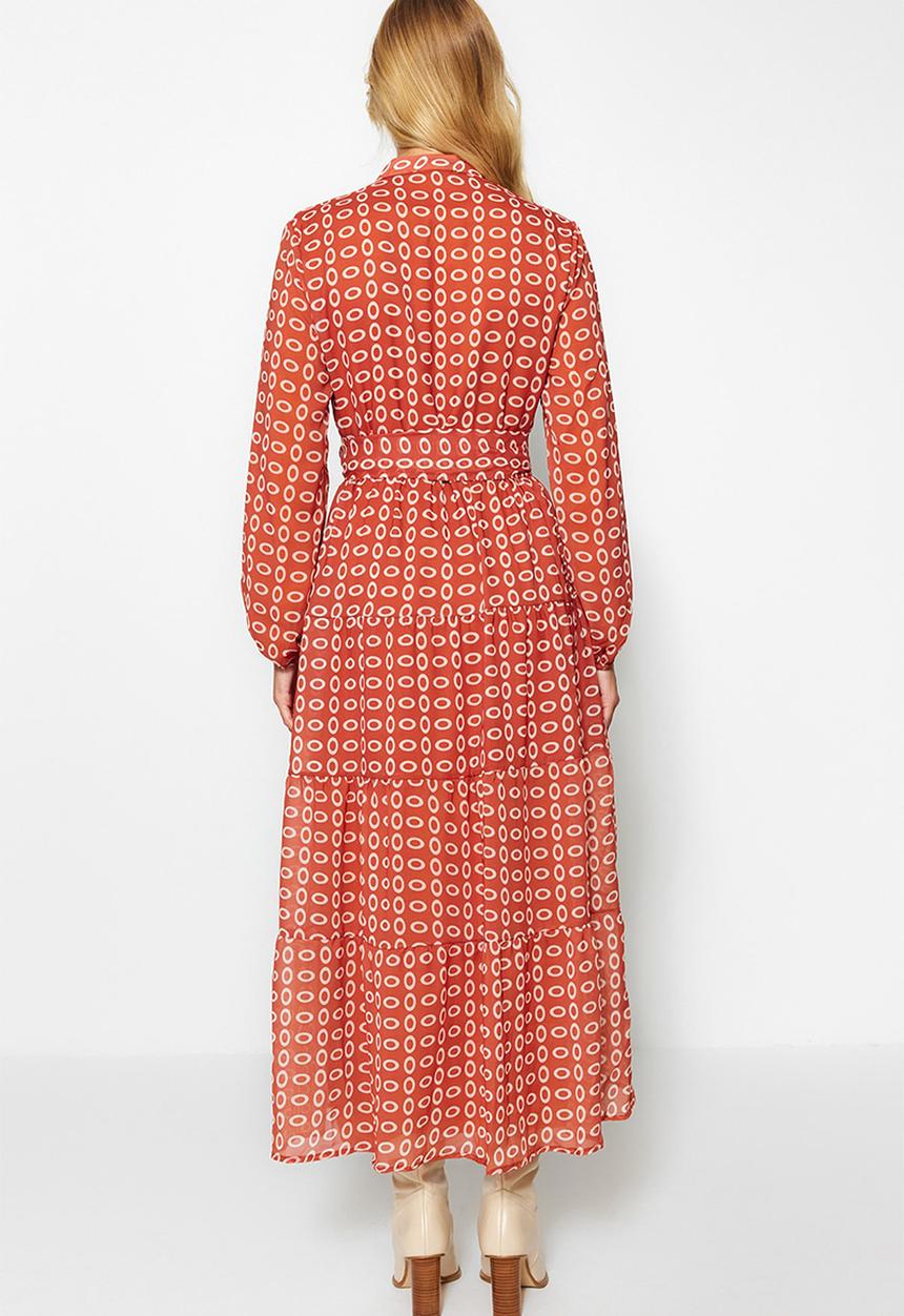 Trendyol - Modest button down maxi dress - orange