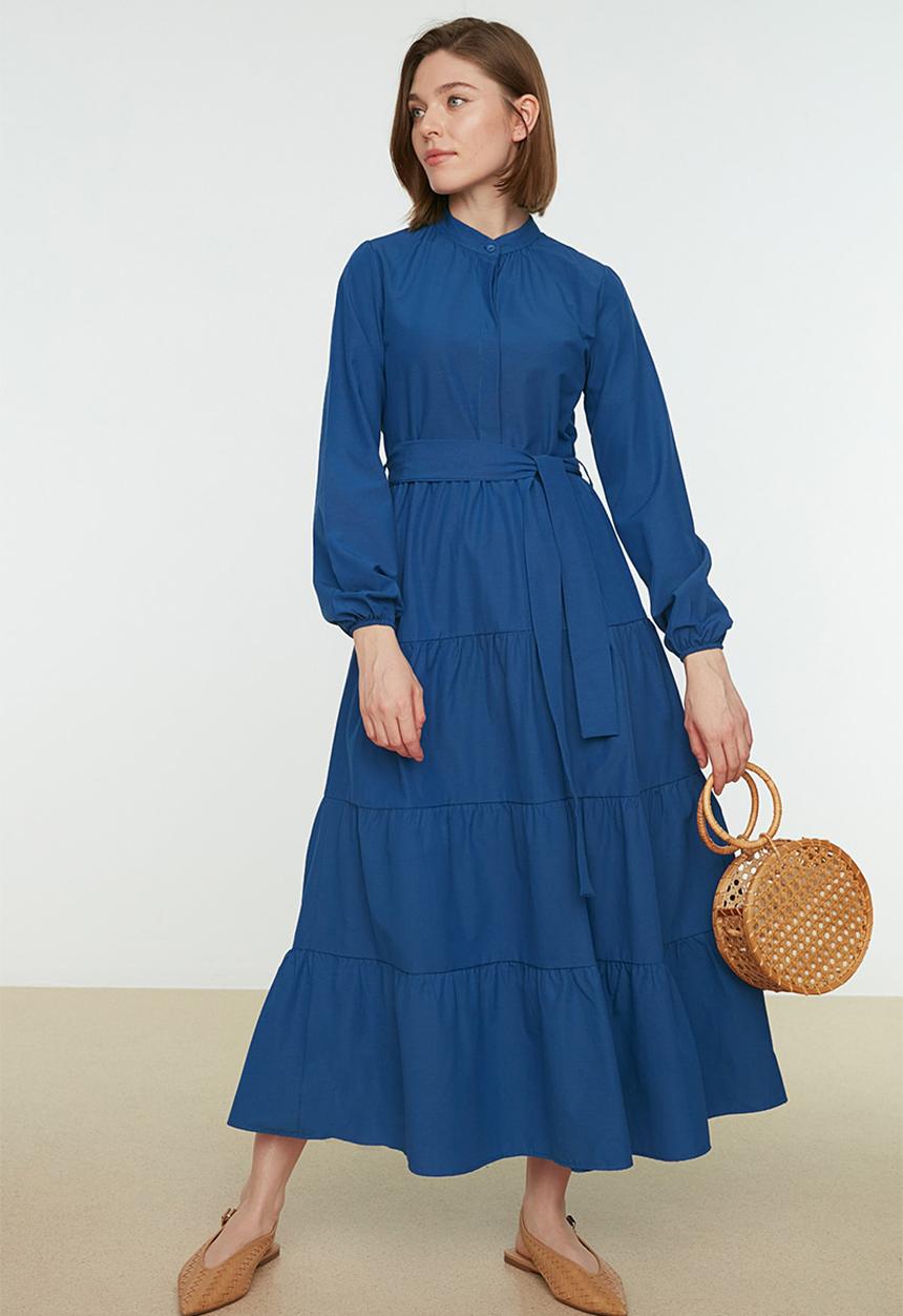 Trendyol - Modest tiered dress - dark blue