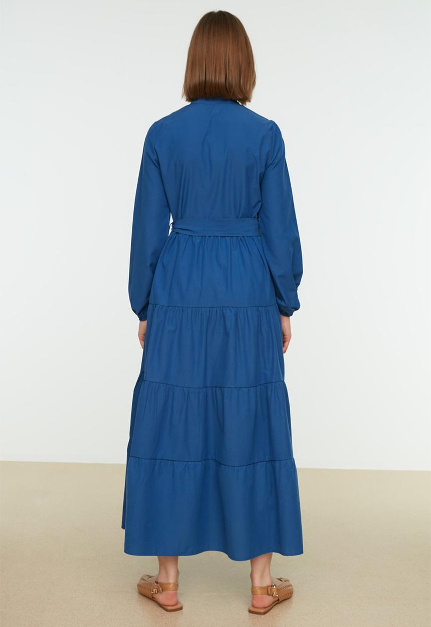 Trendyol - Modest tiered dress - dark blue
