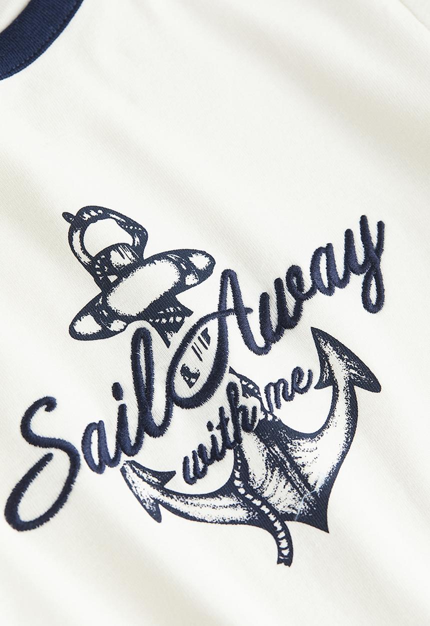H&M - Fitted cotton top - cream sail away 