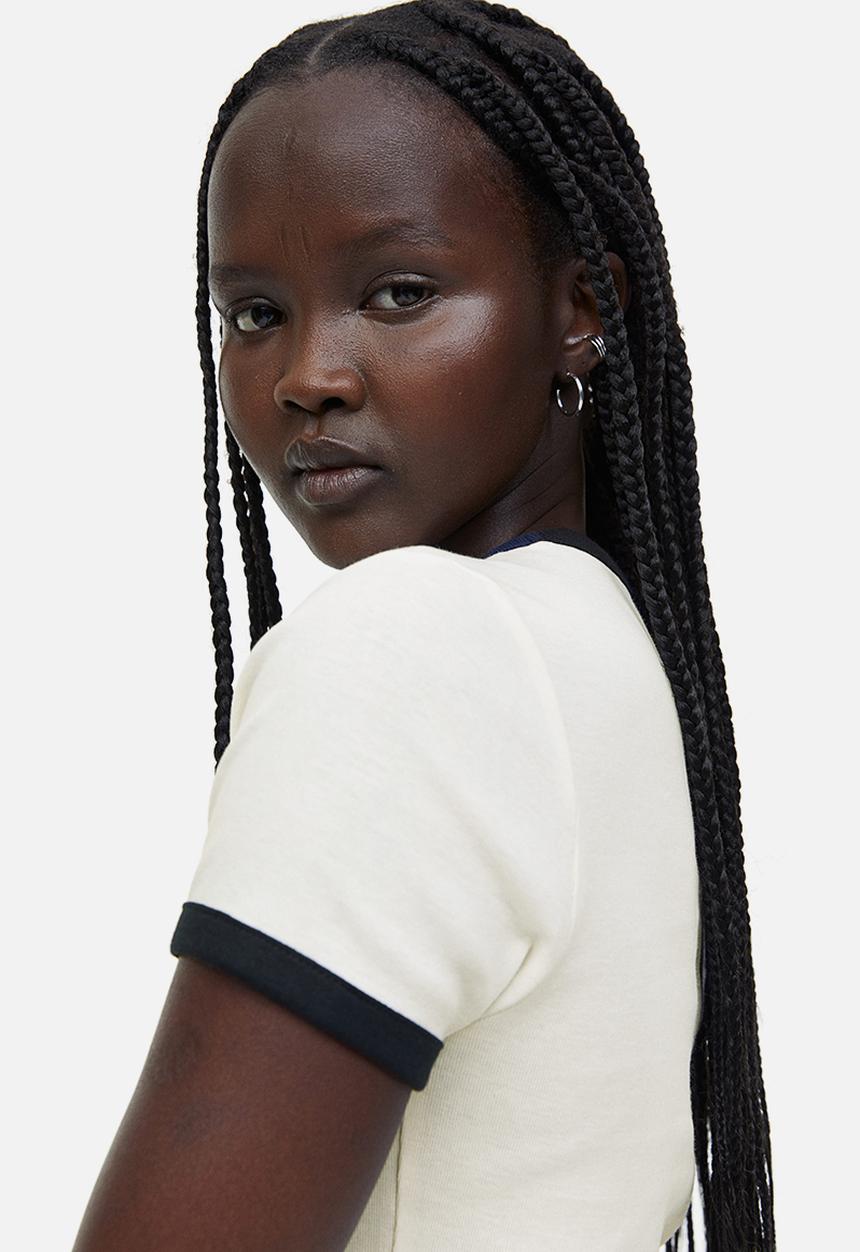 H&M - Fitted cotton top - cream sail away 