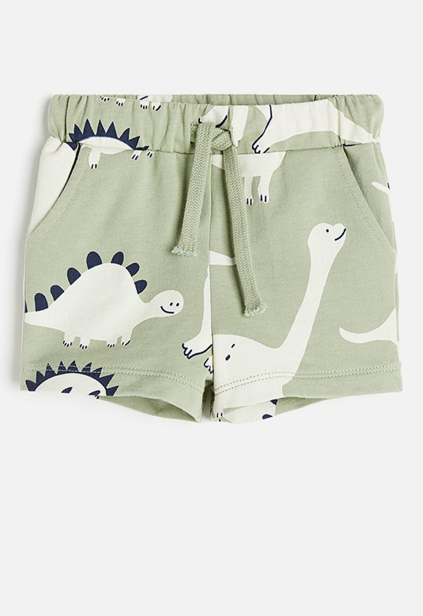 H&M - Jersey shorts - light green dinosaurs