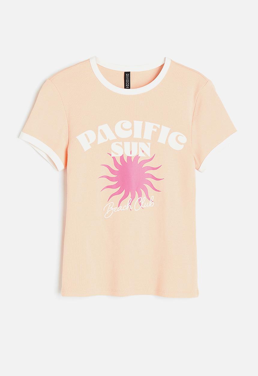 H&M - Fitted cotton top - apricot pacific sun