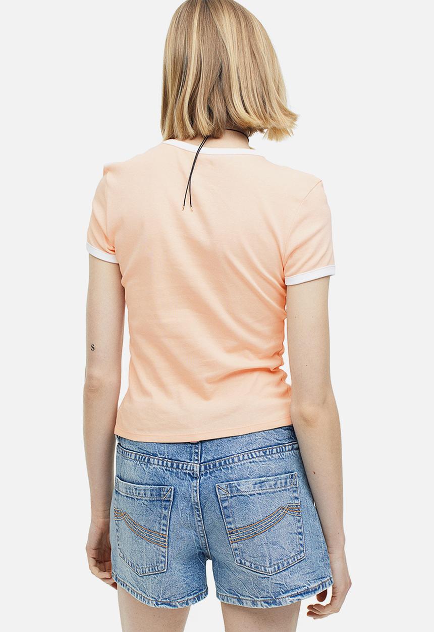 H&M - Fitted cotton top - apricot pacific sun