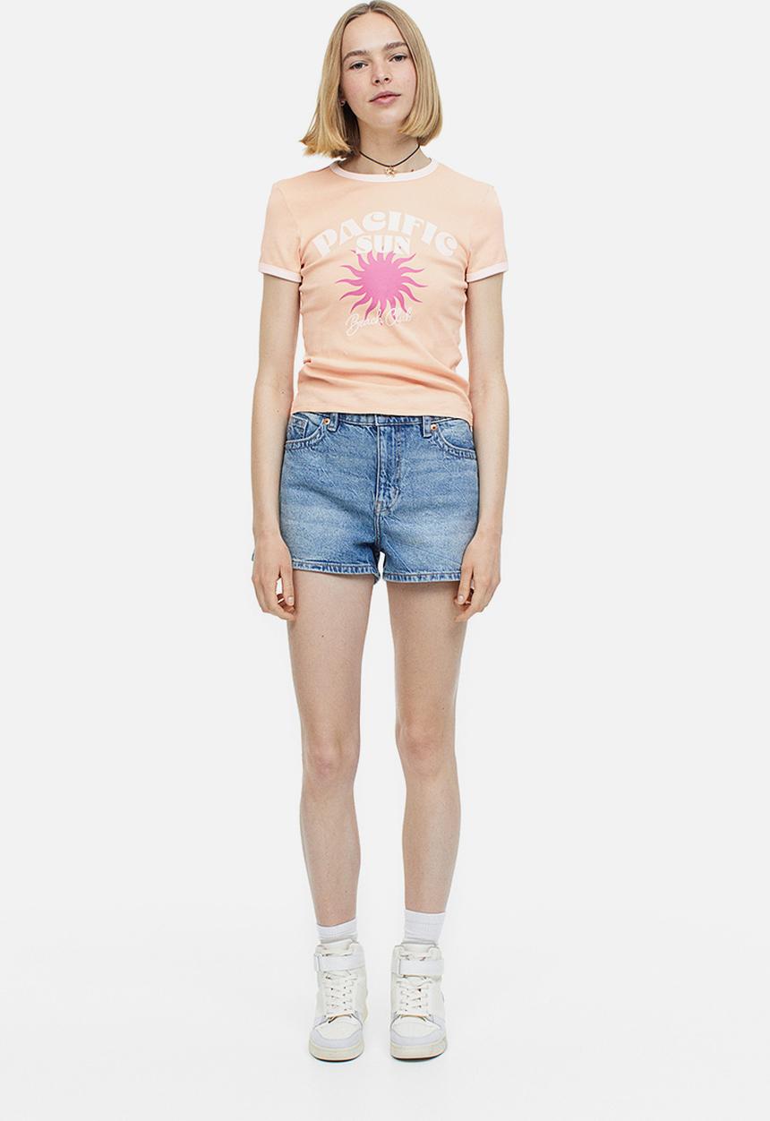 H&M - Fitted cotton top - apricot pacific sun