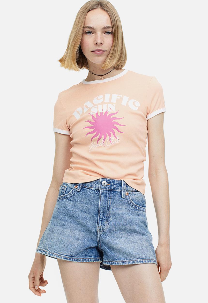 H&M - Fitted cotton top - apricot pacific sun