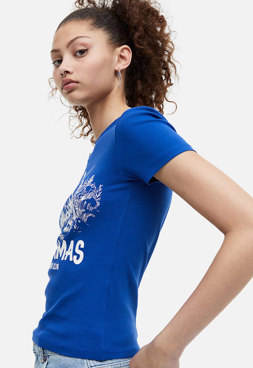 H&M - Fitted cotton top - bright blue bahamas 