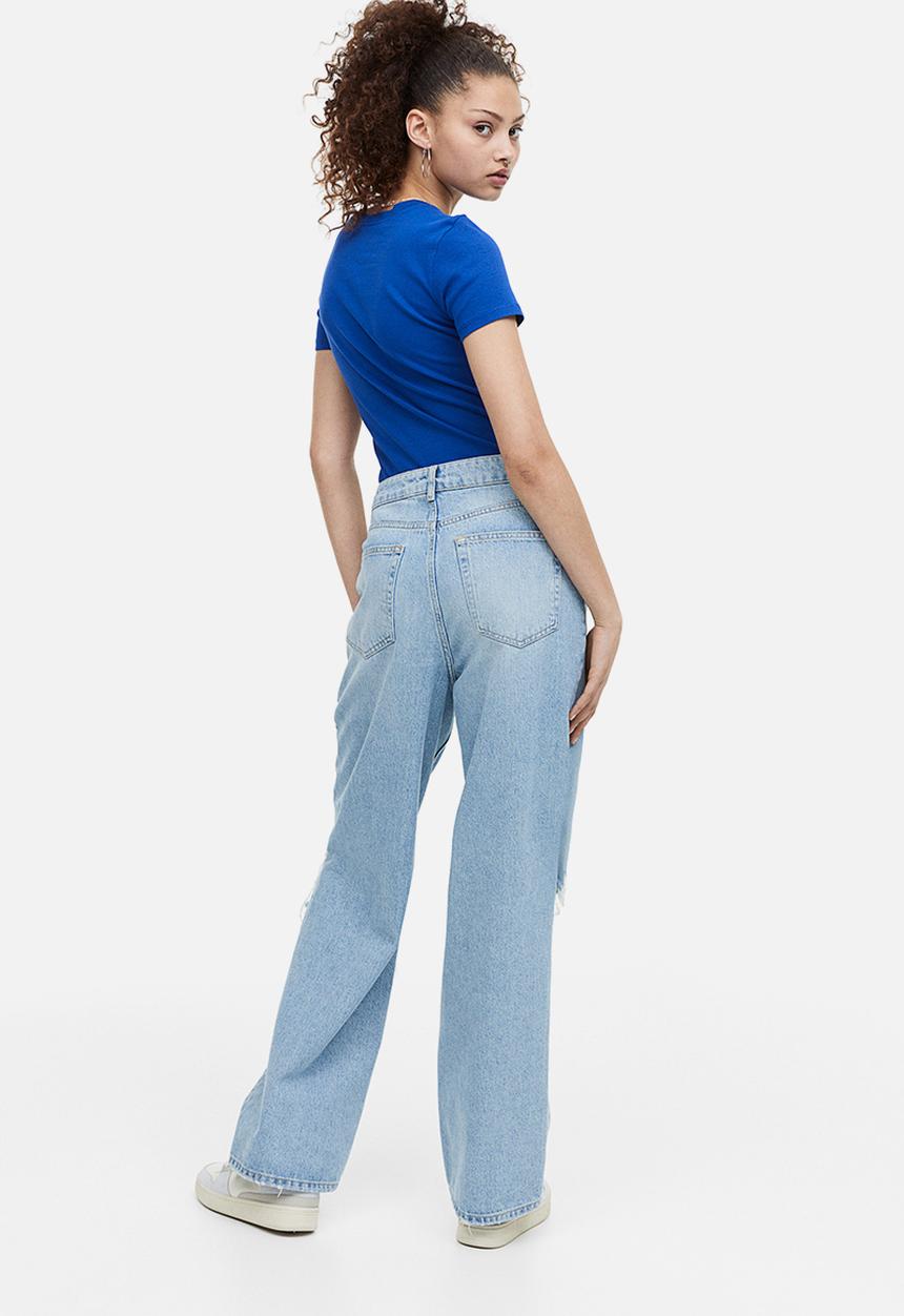 H&M - Fitted cotton top - bright blue bahamas 
