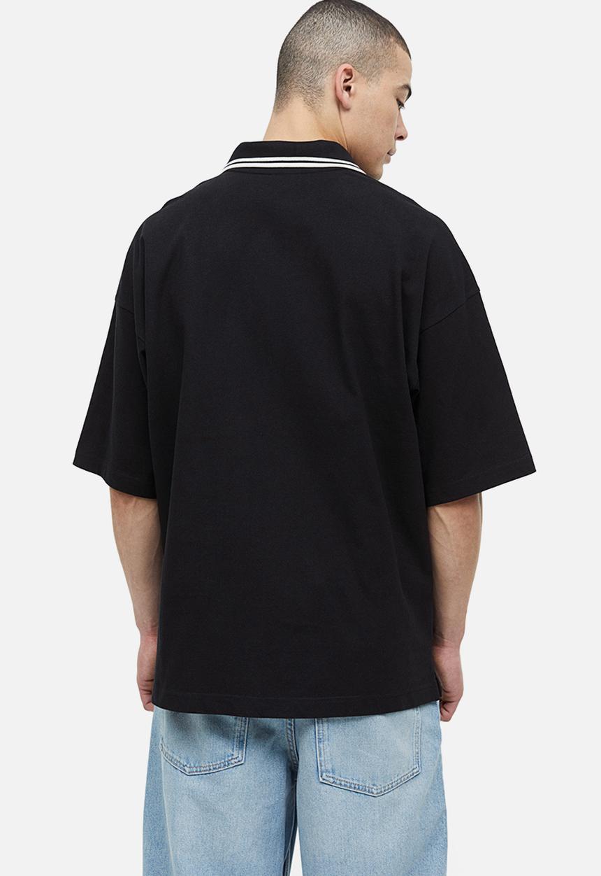 H&M - Oversized fit polo shirt - black rad grades