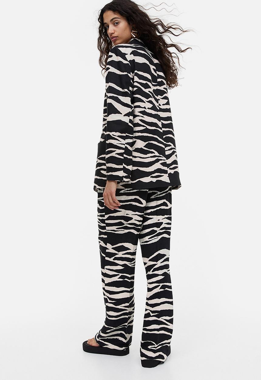 H&M - Double-breasted blazer - black zebra-print 