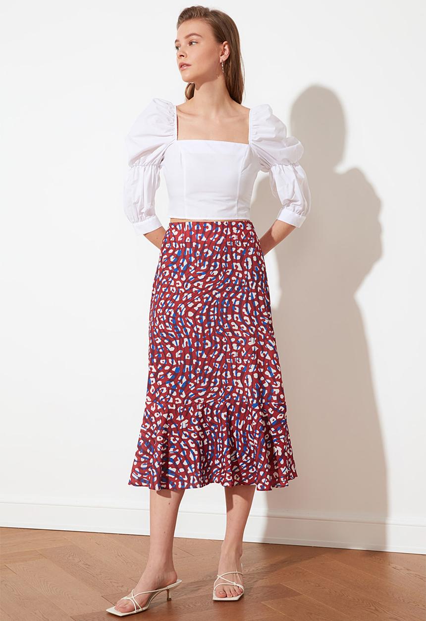 Trendyol - Animal ruffle hem midi skirt - multi