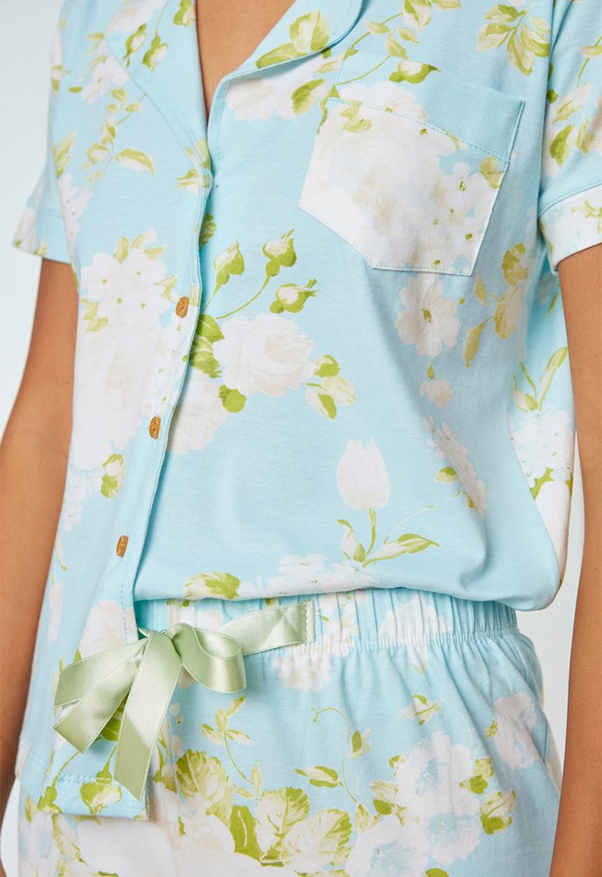 Trendyol - Floral pajama set - blue