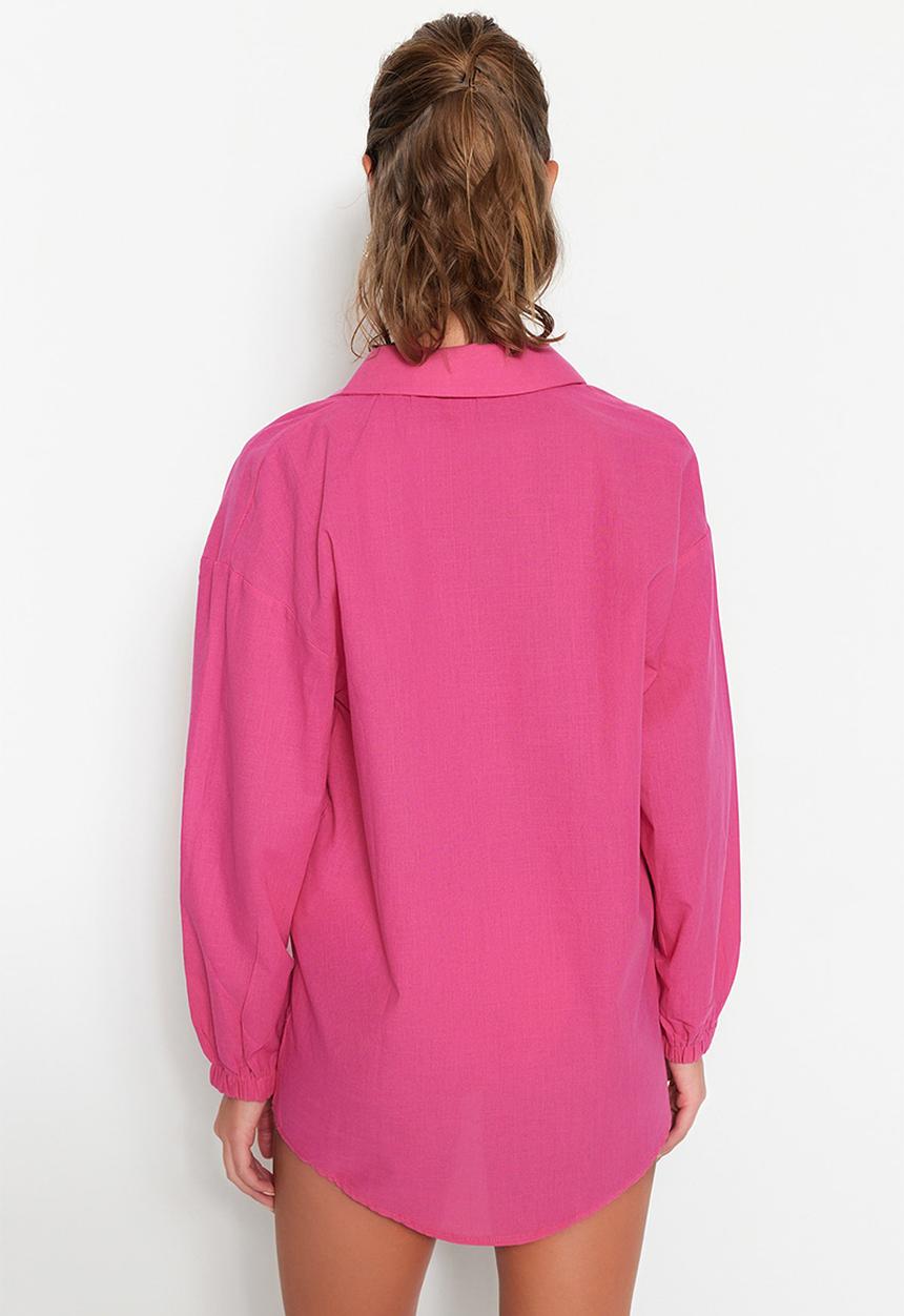 Trendyol - Oversize balloon sleeve shirt - pink