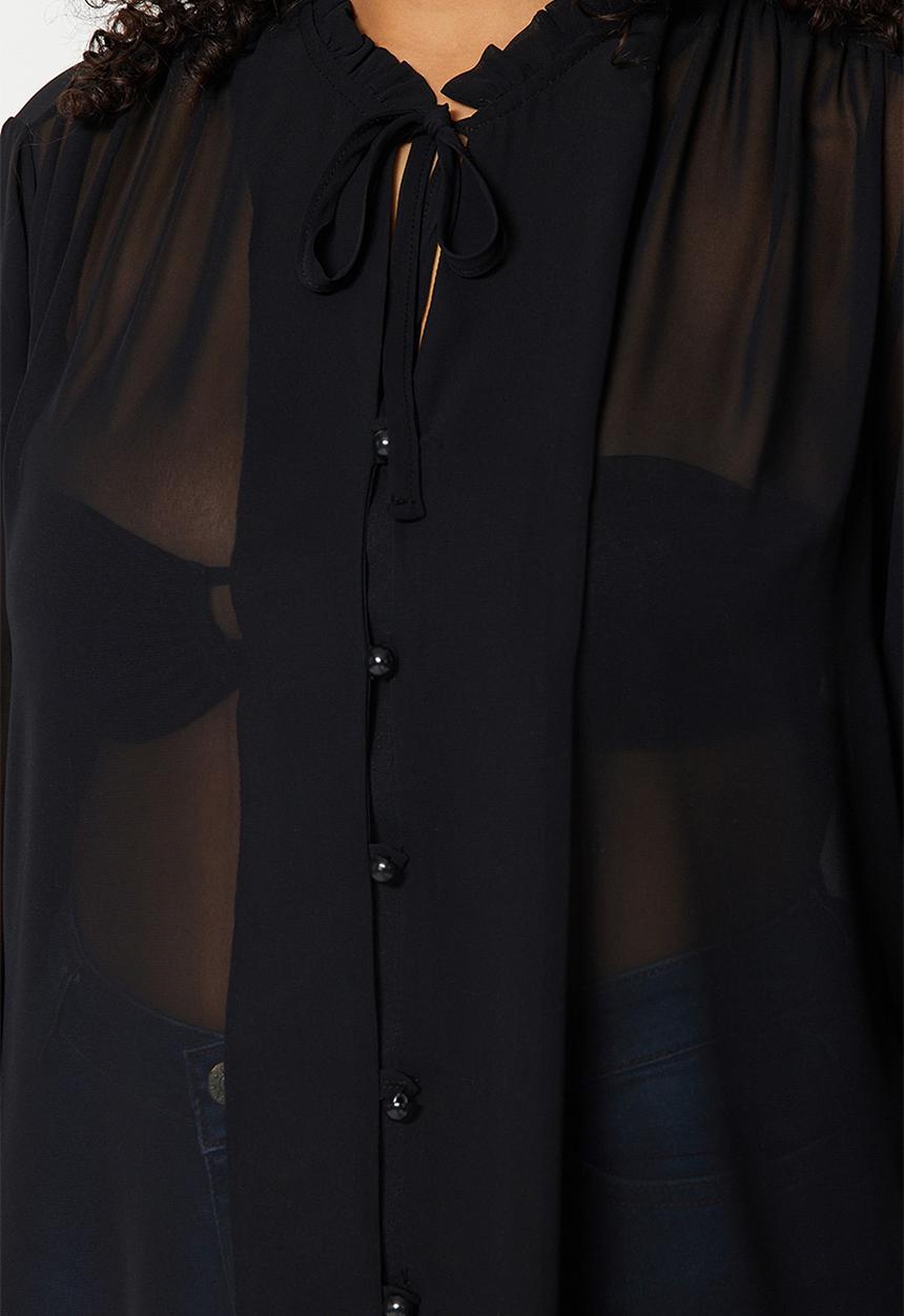 Trendyol - Plus mandarin collar blouse - black