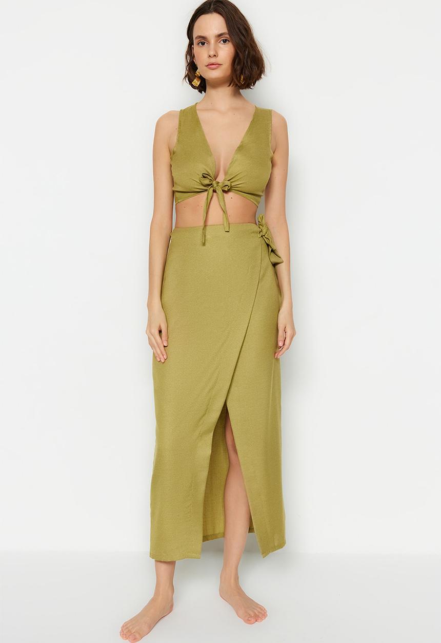 Trendyol - Two piece wrap skirt set - green